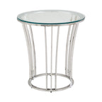 Table basse Art Déco chromée avec plateau en verre trempé de 8 mm | Ronde de 89 cm