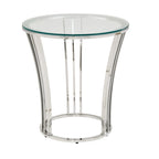Table basse Art Déco chromée avec plateau en verre trempé de 8 mm | Ronde de 89 cm