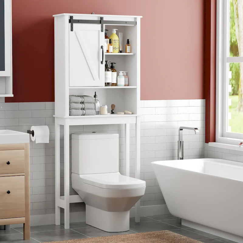 Meuble de rangement WC avec porte coulissante | 66,54H x 27,17W x 9,06P