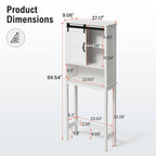 Meuble de rangement WC avec porte coulissante | 66,54H x 27,17W x 9,06P