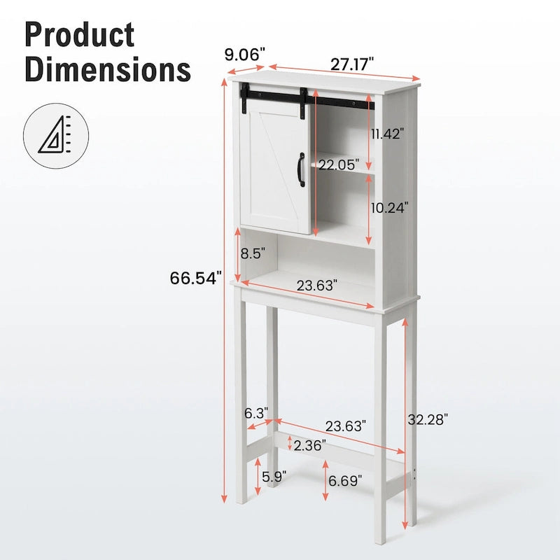 Meuble de rangement WC avec porte coulissante | 66,54H x 27,17W x 9,06P