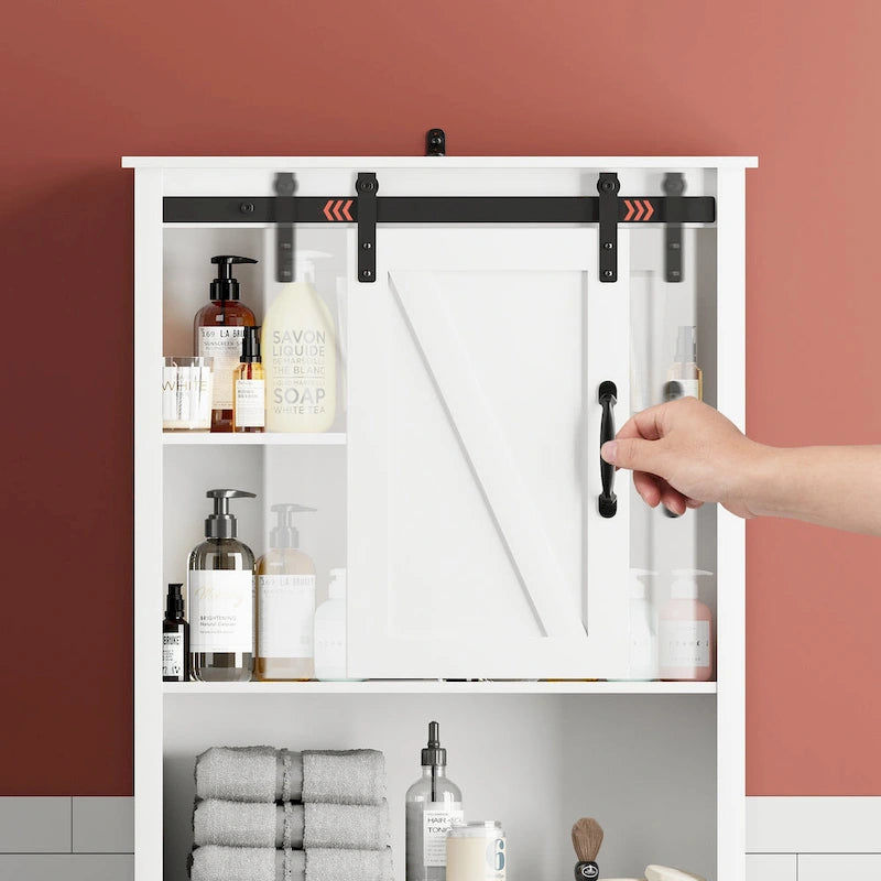 Meuble de rangement WC avec porte coulissante | 66,54H x 27,17W x 9,06P