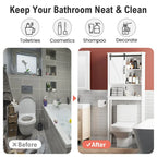 Meuble de rangement WC avec porte coulissante | 66,54H x 27,17W x 9,06P
