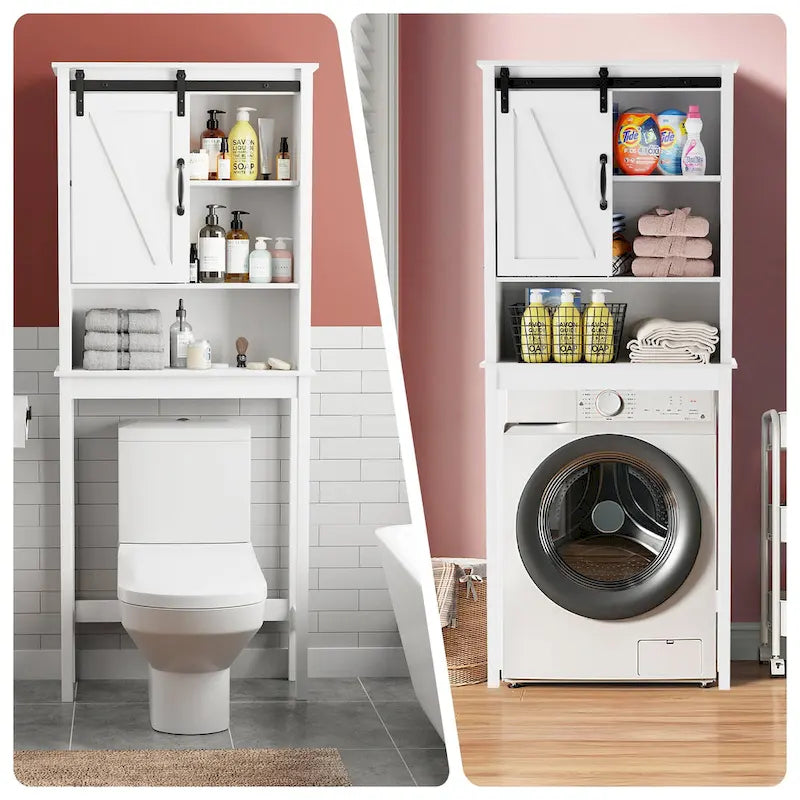 Meuble de rangement WC avec porte coulissante | 66,54H x 27,17W x 9,06P