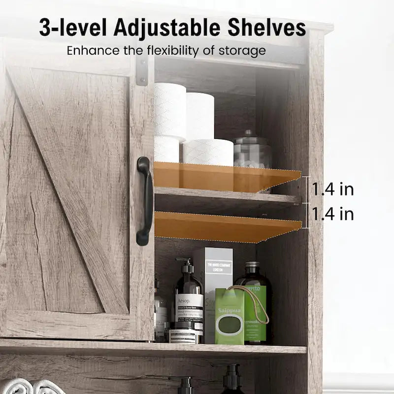Meuble de rangement WC avec porte coulissante | 66,54H x 27,17W x 9,06P