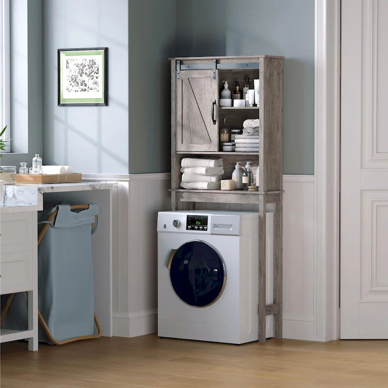 Meuble de rangement WC avec porte coulissante | 66,54H x 27,17W x 9,06P
