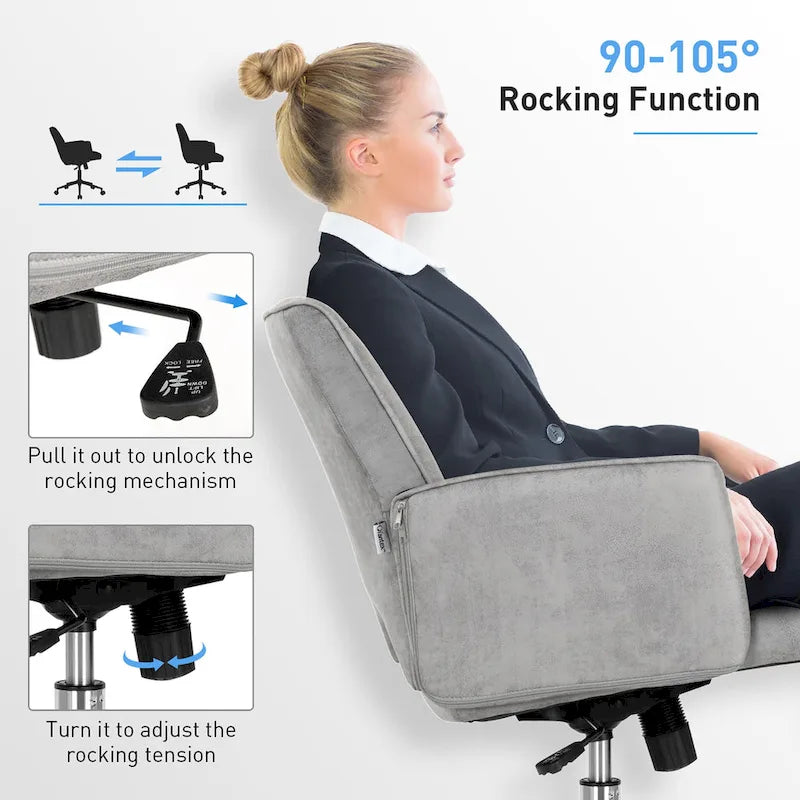 Fauteuil de bureau moderne à dossier mi-hauteur capitonné en similicuir