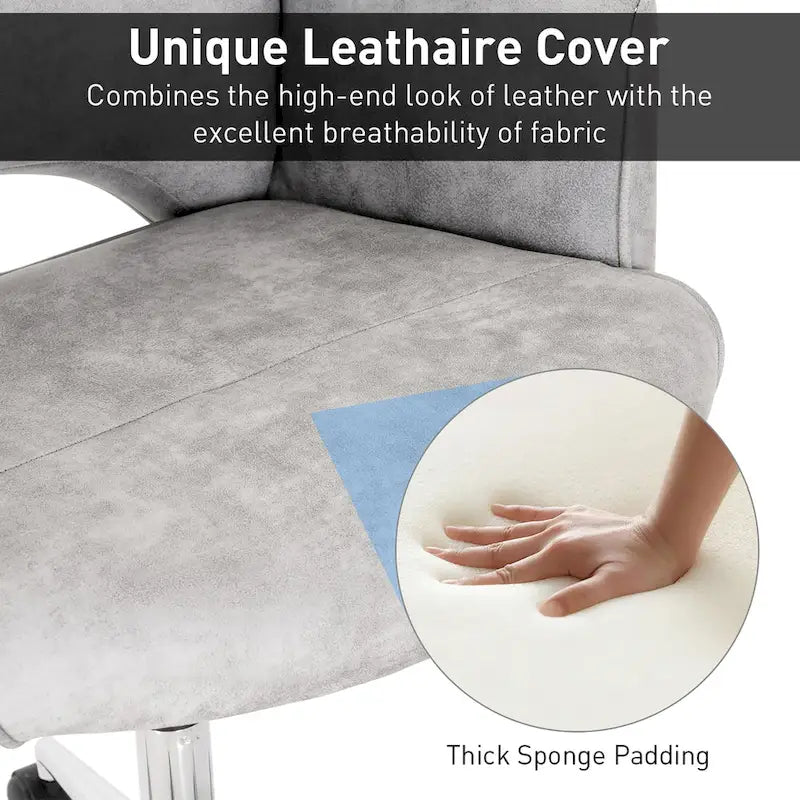 Fauteuil de bureau moderne à dossier mi-hauteur capitonné en similicuir