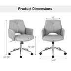 Fauteuil de bureau moderne à dossier mi-hauteur capitonné en similicuir