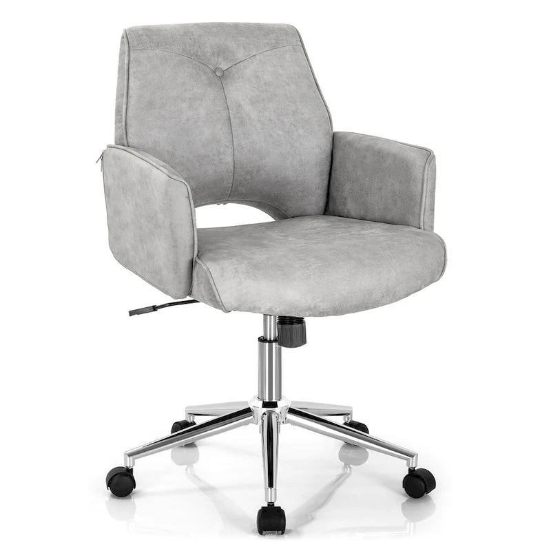 Fauteuil de bureau moderne à dossier mi-hauteur capitonné en similicuir