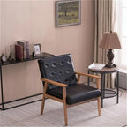 Chaise rétro moderne en similicuir noir