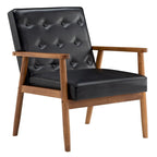 Chaise rétro moderne en similicuir noir