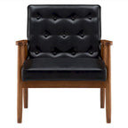 Chaise rétro moderne en similicuir noir