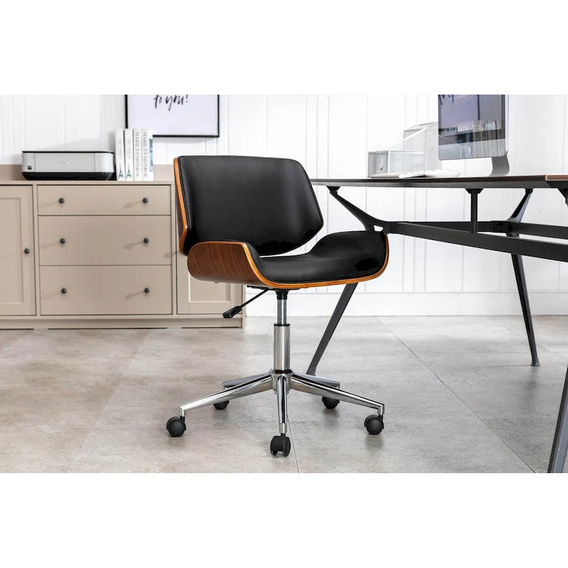 Chaise de bureau Carson Carrington Herning en similicuir style Mid-Century