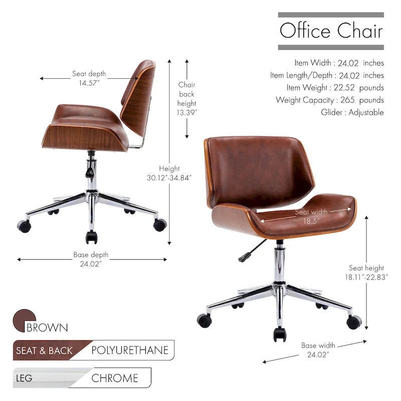 Chaise de bureau Carson Carrington Herning en similicuir style Mid-Century