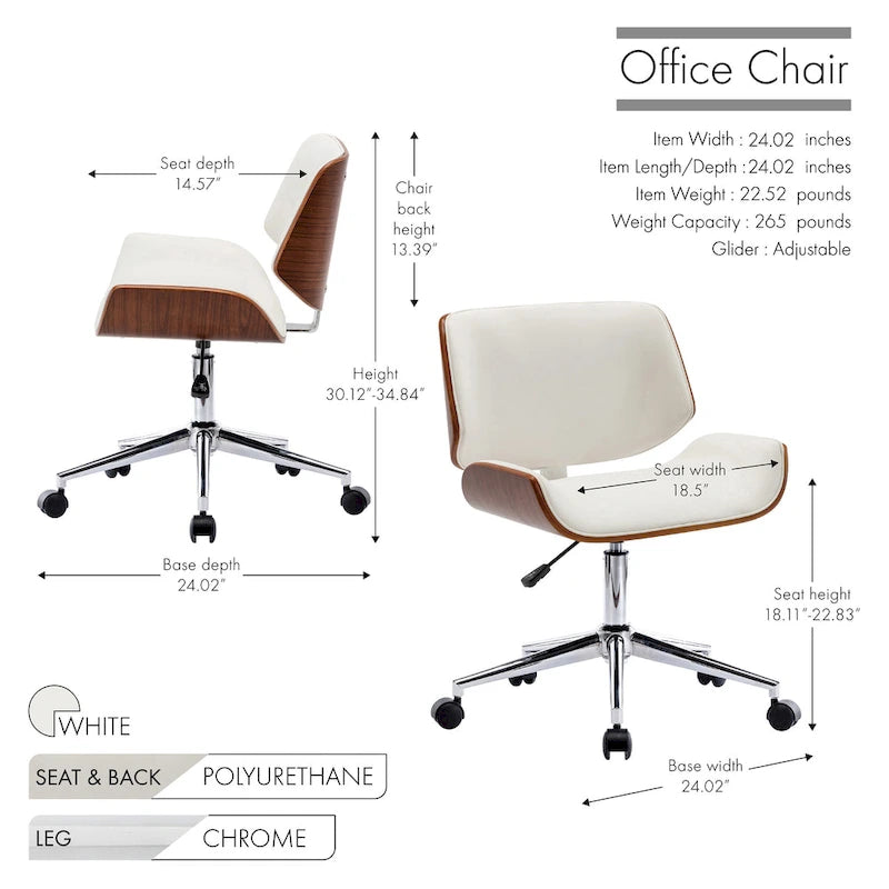 Chaise de bureau Carson Carrington Herning en similicuir style Mid-Century