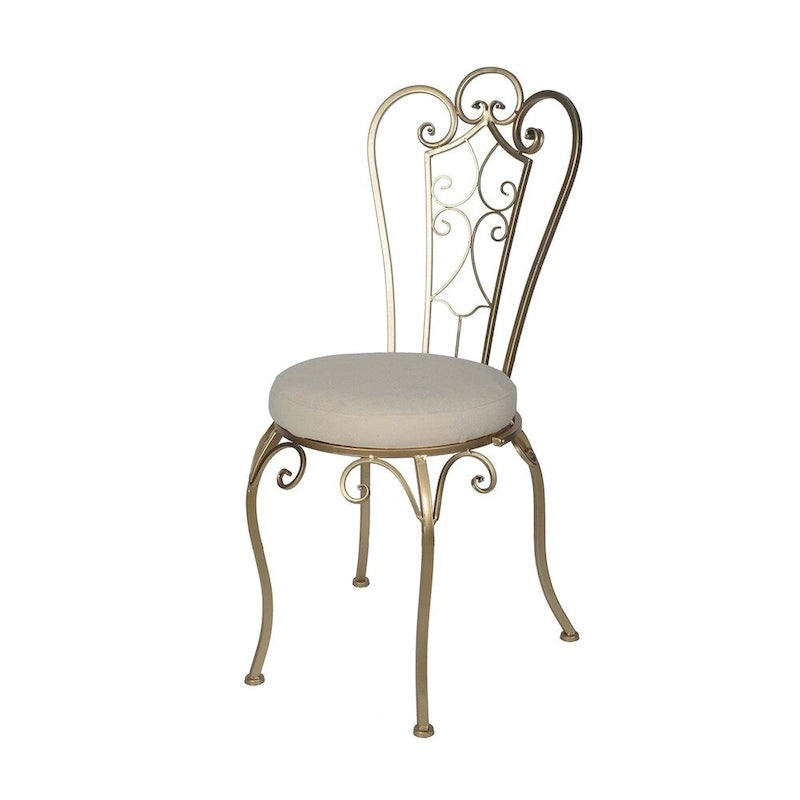 Chaise d'appoint pliante chic et vieillie dorée | Métal et bois | 56x46x97 cm