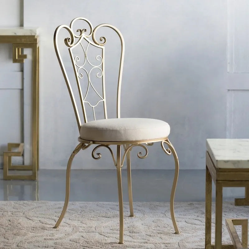 Chaise d'appoint pliante chic et vieillie dorée | Métal et bois | 56x46x97 cm