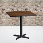 Plateau de table stratifié carré 24 avec base de table hauteur 22 x 22 - 24W x 24D x 31.125H - 24W x 24D x 31.125H