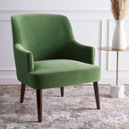 Fauteuil d'appoint en velours avec pieds fuselés en noyer | 27L x 31P x 36H