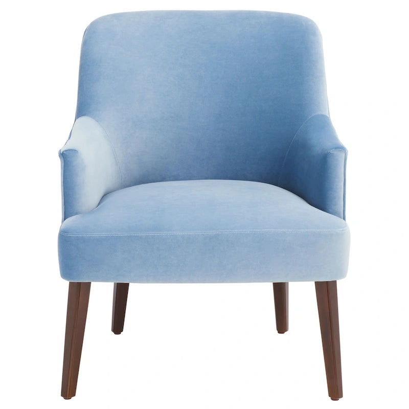 Fauteuil d'appoint en velours avec pieds fuselés en noyer | 27L x 31P x 36H