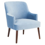 Fauteuil d'appoint en velours avec pieds fuselés en noyer | 27L x 31P x 36H