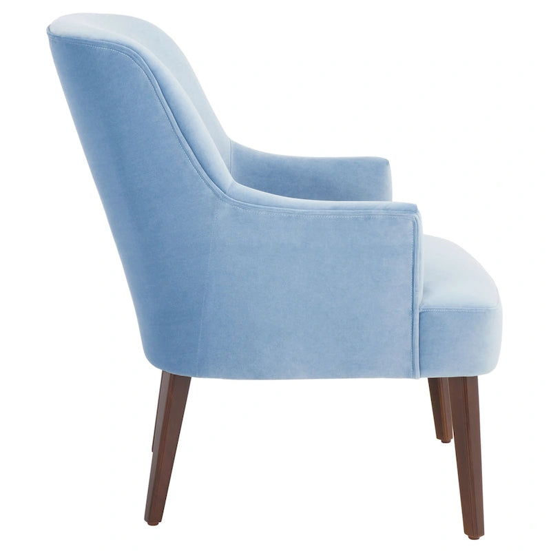 Fauteuil d'appoint en velours avec pieds fuselés en noyer | 27L x 31P x 36H