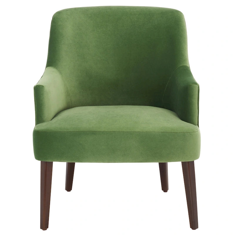 Fauteuil d'appoint en velours avec pieds fuselés en noyer | 27L x 31P x 36H