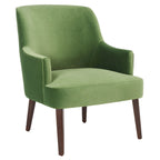 Fauteuil d'appoint en velours avec pieds fuselés en noyer | 27L x 31P x 36H