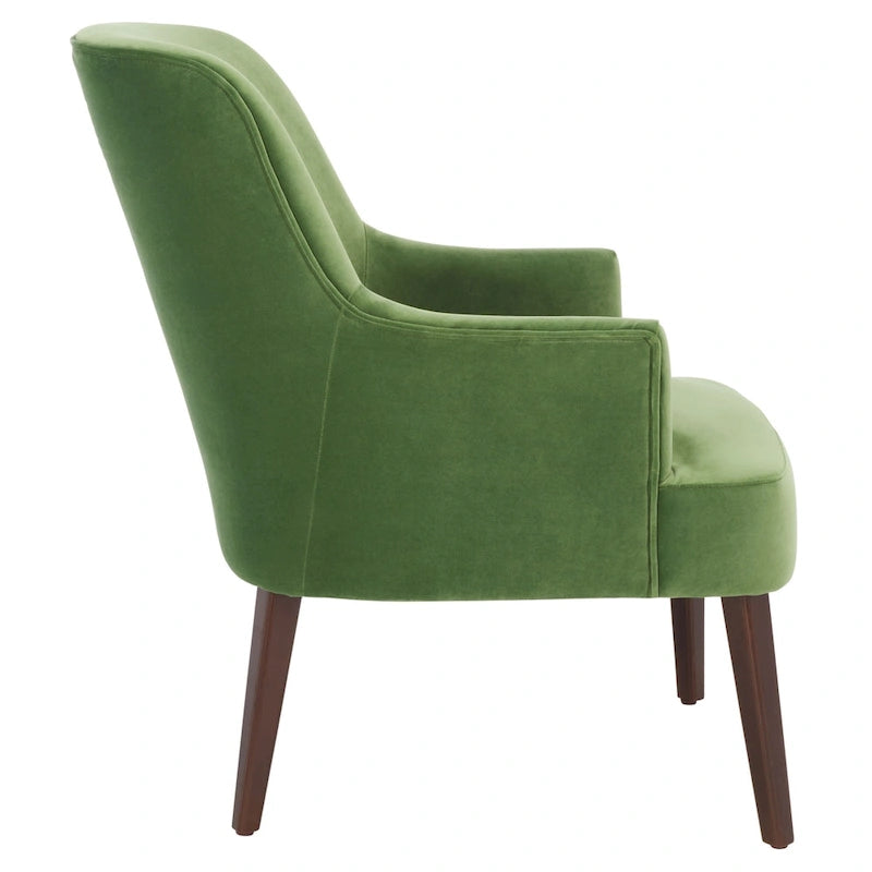 Fauteuil d'appoint en velours avec pieds fuselés en noyer | 27L x 31P x 36H