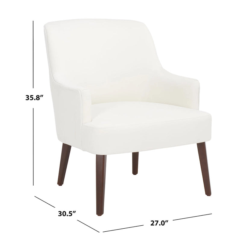 Fauteuil d'appoint en velours avec pieds fuselés en noyer | 27L x 31P x 36H