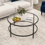 Table basse ronde 36" | Dessus en verre trempé 5mm et cadre en métal | Capacité de 110 lb