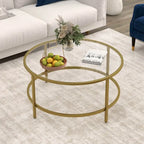 Table basse ronde 36" | Dessus en verre trempé 5mm et cadre en métal | Capacité de 110 lb