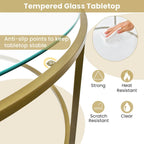 Table basse ronde 36" | Dessus en verre trempé 5mm et cadre en métal | Capacité de 110 lb
