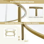 Table basse ronde 36" | Dessus en verre trempé 5mm et cadre en métal | Capacité de 110 lb