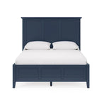 Lit King Size Trois Panneaux avec Moulure Couronne | Bleu Marine | Bois d'Acajou