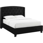 Lit Queen Size Profil Bas avec Tête de Lit Capitonnée Ailée | Noir