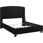 Lit Queen Size Profil Bas avec Tête de Lit Capitonnée Ailée | Noir