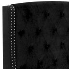 Lit Queen Size Profil Bas avec Tête de Lit Capitonnée Ailée | Noir