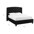 Lit Queen Size Profil Bas avec Tête de Lit Capitonnée Ailée | Noir