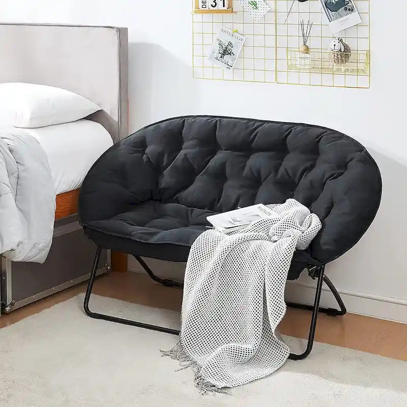 Canapé pliant deux places pour dortoir, appartement et petits espaces | Peluche microfibre