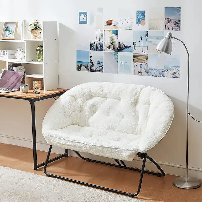 Canapé pliant deux places pour dortoir, appartement et petits espaces | Peluche microfibre