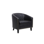 Fauteuil d'appoint tonneau en cuir PU avec clous décoratifs et pieds en bois massif | Salon