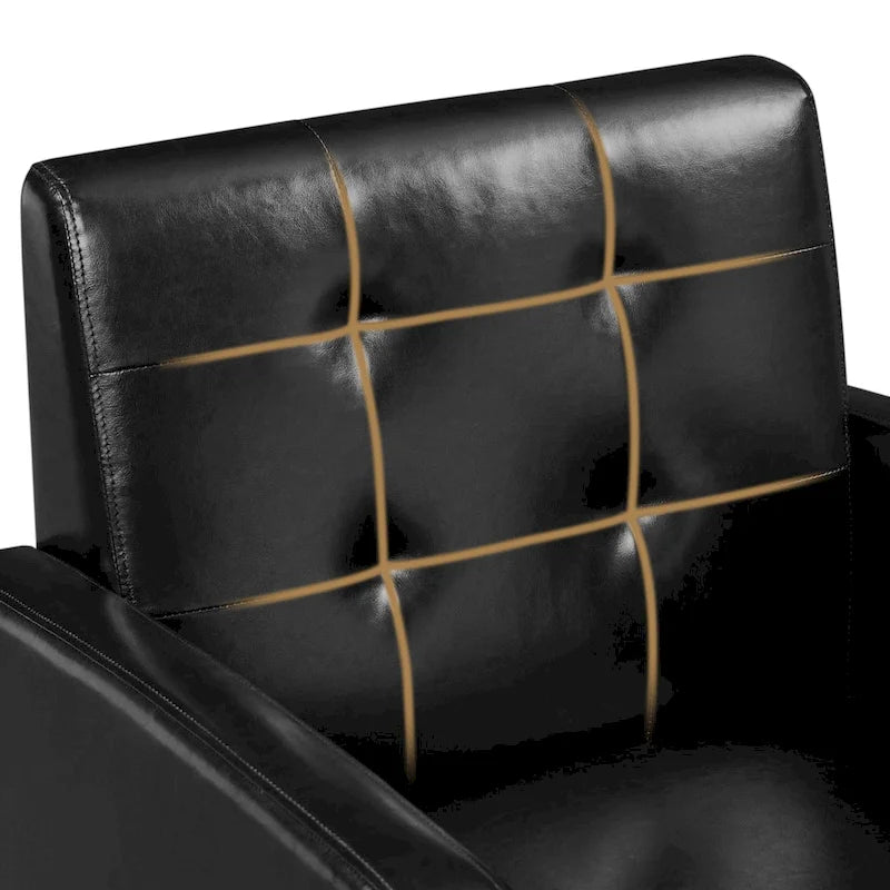 Fauteuil d'appoint capitonné en similicuir style Mid-Century avec pieds en hévéa | 136 kg
