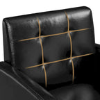 Fauteuil d'appoint capitonné en similicuir style Mid-Century avec pieds en hévéa | 136 kg