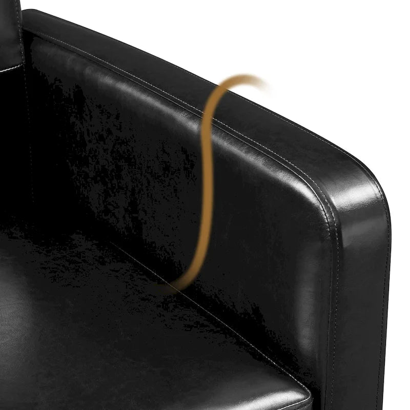 Fauteuil d'appoint capitonné en similicuir style Mid-Century avec pieds en hévéa | 136 kg