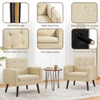 Fauteuil d'appoint capitonné en similicuir style Mid-Century avec pieds en hévéa | 136 kg