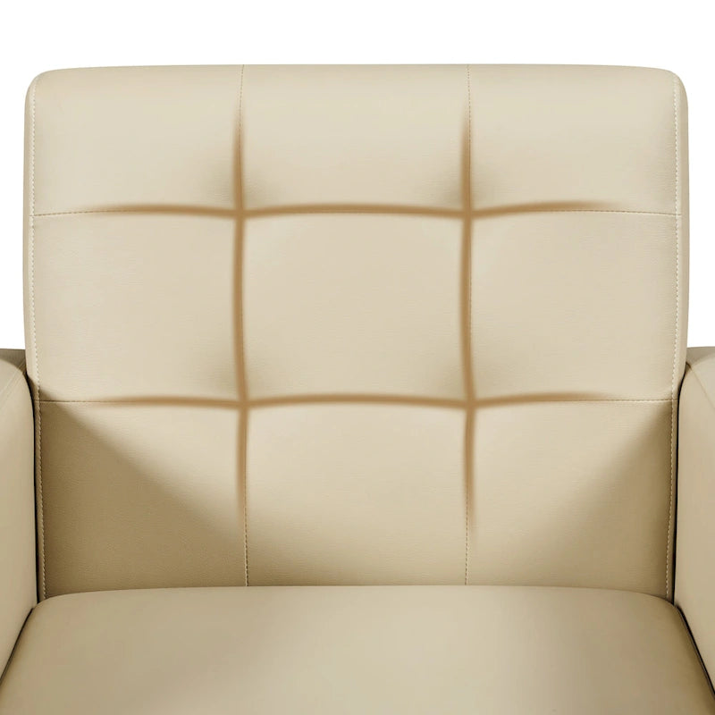 Fauteuil d'appoint capitonné en similicuir style Mid-Century avec pieds en hévéa | 136 kg