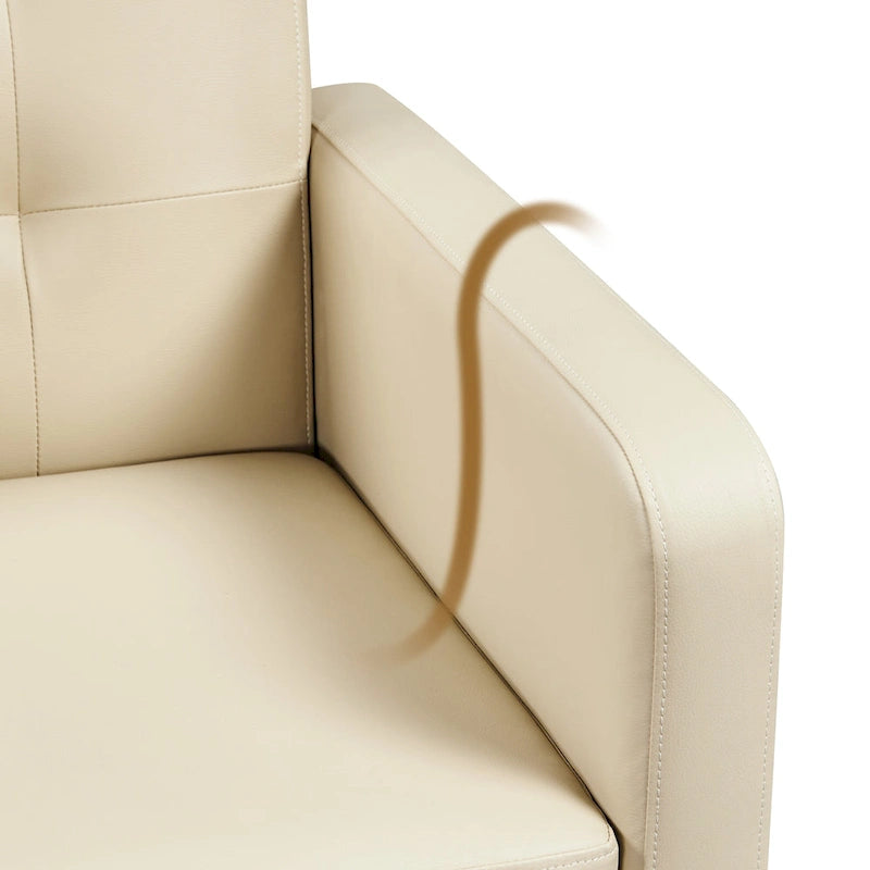 Fauteuil d'appoint capitonné en similicuir style Mid-Century avec pieds en hévéa | 136 kg