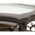 Ensemble de tables basses gigognes avec plateau en verre trempé, console, table d'appoint et pieds en métal rétro